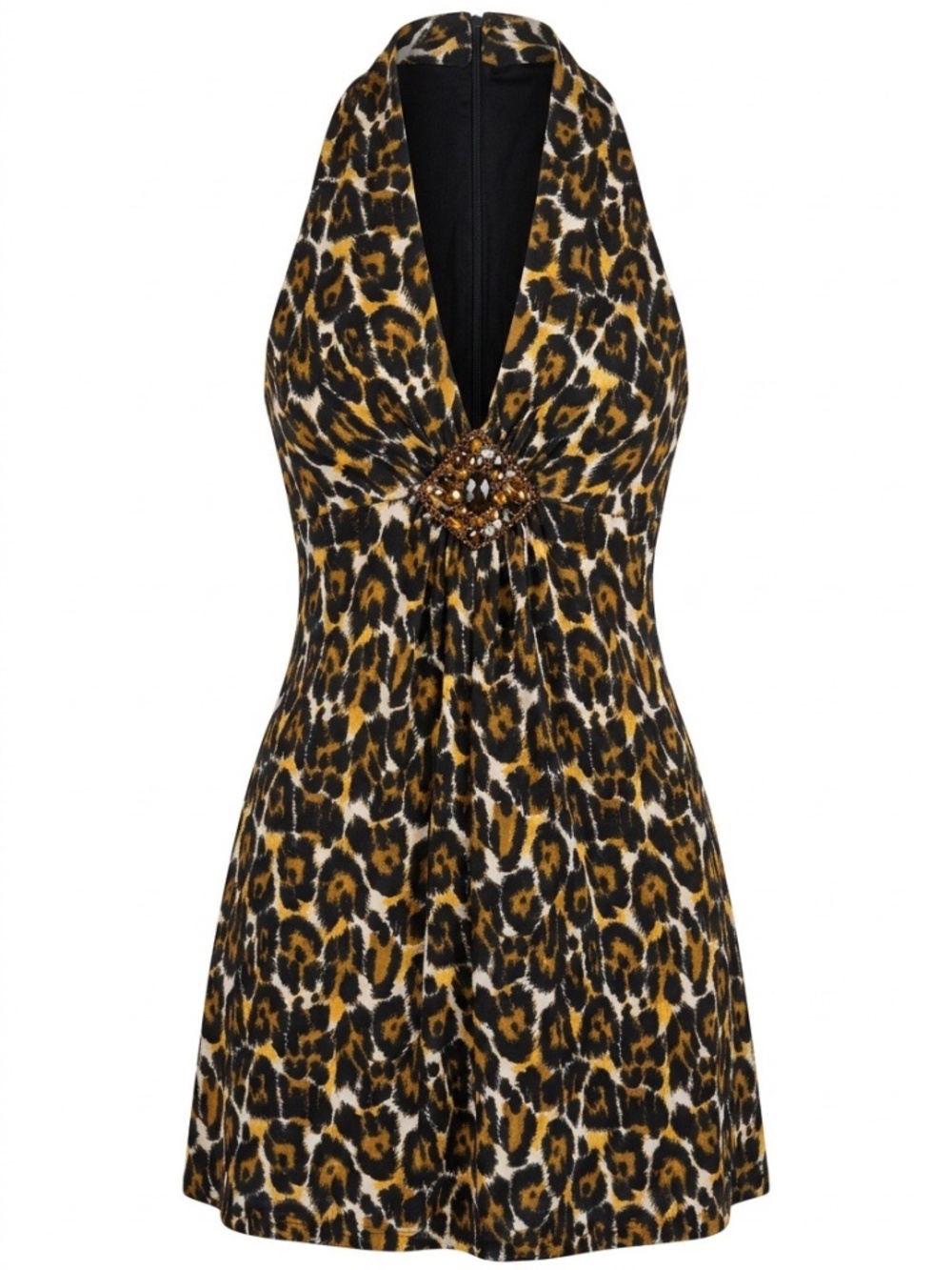 Trina Turk - Leopard Printed Empire-Waisted Jeweled Dress - size 8